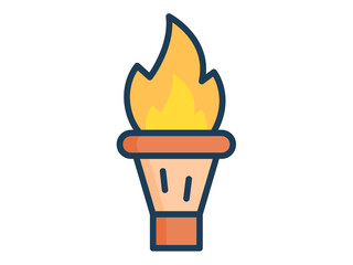 torch fire single isolated icon with filled line style
