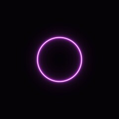 purple abstract neon circle glowing in the dark. design element for poster, banner, advertisement, print.neon illustration