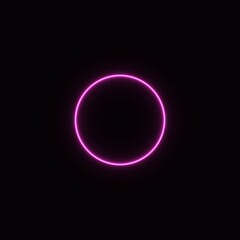 pink abstract neon circle glowing in the dark. design element for poster, banner, advertisement, print.neon illustration