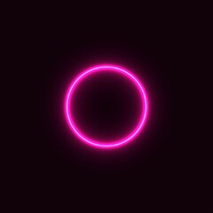 pink abstract neon circle glowing in the dark. design element for poster, banner, advertisement, print.neon illustration