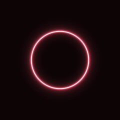 red abstract neon circle glowing in the dark. design element for poster, banner, advertisement, print.neon illustration