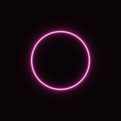 pink abstract neon circle glowing in the dark. design element for poster, banner, advertisement, print.neon illustration