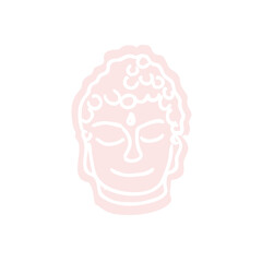 Buddha head illustration in cartoon style