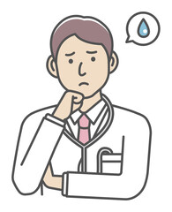 Fototapeta na wymiar Young male doctor gesture variation illustration | upset, unhappy