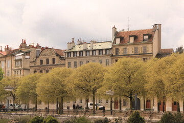 Fototapeta na wymiar Typical street and houses in Geneva