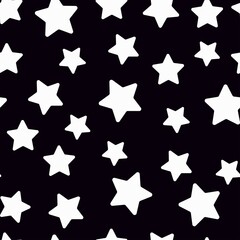 white stars on a black background. vector seamless illustration. print on print or garment orange