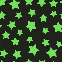 Obraz premium green stars on a black background. vector seamless illustration. print on print or garment orange