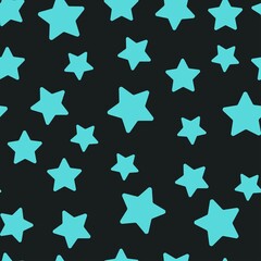 Obraz premium blue stars on a black background. vector seamless illustration. print on print or garment orange