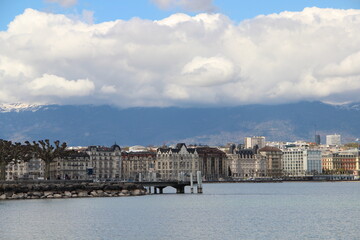 Views of the Leman lake in Geneva