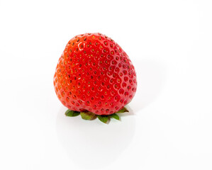 Red strawberry isolated on white background.