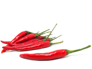 Closeup freshness red chilli on isolated white