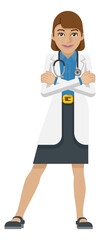 Fototapeta premium Young Woman Medical Doctor Cartoon Mascot