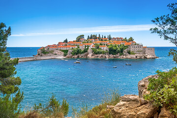 Fototapeta na wymiar Picturesque Sveti Stefan island in Montenegro