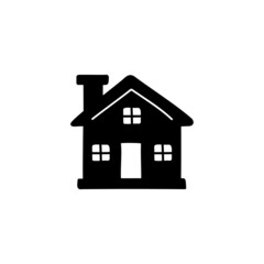 Architecture, front of house icon in solid black flat shape glyph icon, isolated on white background 