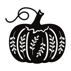 Pumpkin with twigs. Stencil for cutting and scrapbooking.