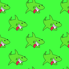 Sharks on a light background. Endless print to print. Vector.