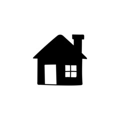 home, house icon  in solid black flat shape glyph icon, isolated on white background 