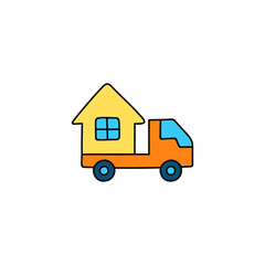house, moving house relocation icon in color icon, isolated on white background 