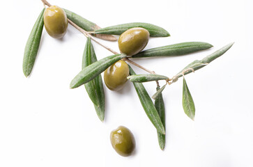 green olives with leaves