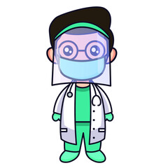 Cute doctor vector illustration isolated on white background. Doctor cartoon illustration.