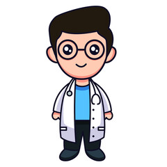 Cute doctor vector illustration isolated on white background. Doctor cartoon illustration.
