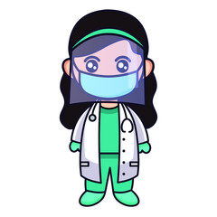 Cute doctor vector illustration isolated on white background. Doctor cartoon illustration.