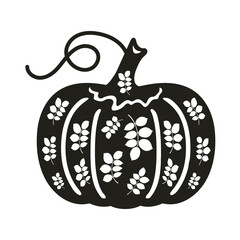 Pumpkin with carved leaves. Stencil for cutting and scrapbooking.