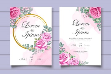 Obraz na płótnie Canvas Hand drawn floral invitation card template