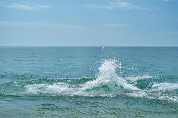 Splash of water on the sea. Splashes of sea water.