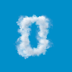 blue sky, number zero made of clouds