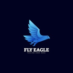 Vector Logo Illustration Flying Eagle Gradient Colorful Style.