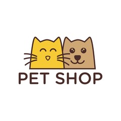 Cute Pet Cat dog shop logo design