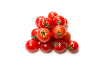 Many cherry tomatoes isolated on  white background. Group of cherry tomatoes.