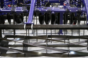 Parts and components of agricultural machines. Plough. Harrow. Cultivator. Fragment.