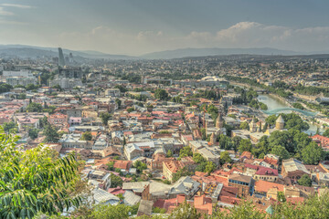 Tbilisi Cityscape, HDR Image - obrazy, fototapety, plakaty