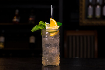 Mai Tai cocktail on a bar counter in a nightclub