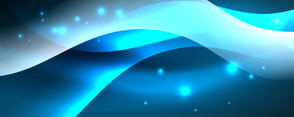 Shiny glowing neon wave, light lines abstract background. Magic energy and motion concept. Vector wallpaper template