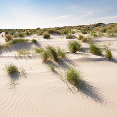 Les îles des Wadden hollandaises ont de nombreuses dunes de sable désertes sous un ciel d& 39 été bleu aux Pays-Bas
