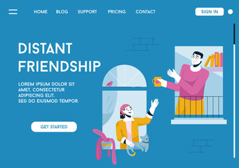 Vector landing page of Distant Friendship concept