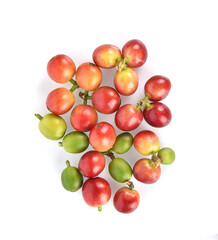 Top view of Fresh Coffee beans isolated on white background