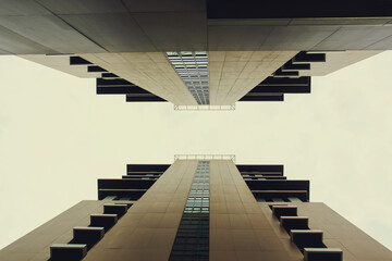 Modern architecture apartment building into sky view