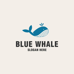 Blue whale logo template on monogram style