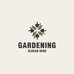 Shovel leaf logo template on monogram style