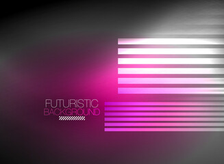 Bright neon color techno abstract background, shiny glowing neon lines in the dark background