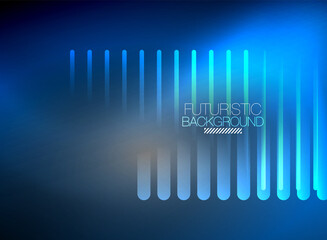 Bright neon color techno abstract background, shiny glowing neon lines in the dark background