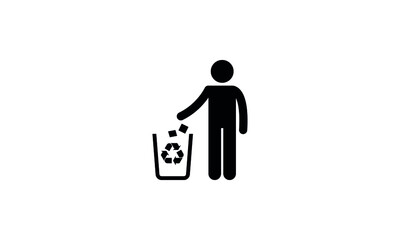 Man throwing garbage in the trash bin ,Recycle trash