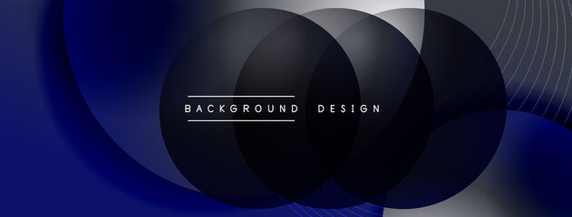 Gradient circles with shadows. Vector techno abstract background. Modern overlapping forms wallpaper background, design template