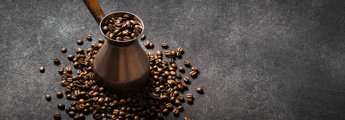 Roasted coffee beans and turk