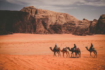 Wadi Rum desert in Jordan - obrazy, fototapety, plakaty