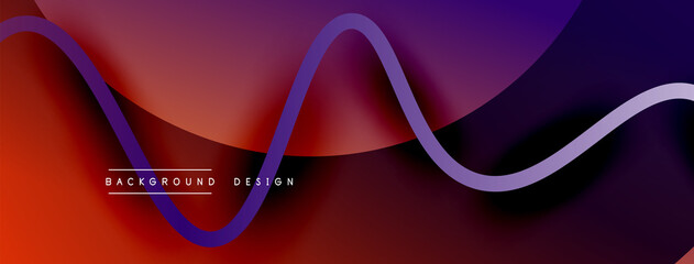 Abstract gradient background with wave line with shadow effect. Geometric composition. 3D shadow effects and fluid gradients